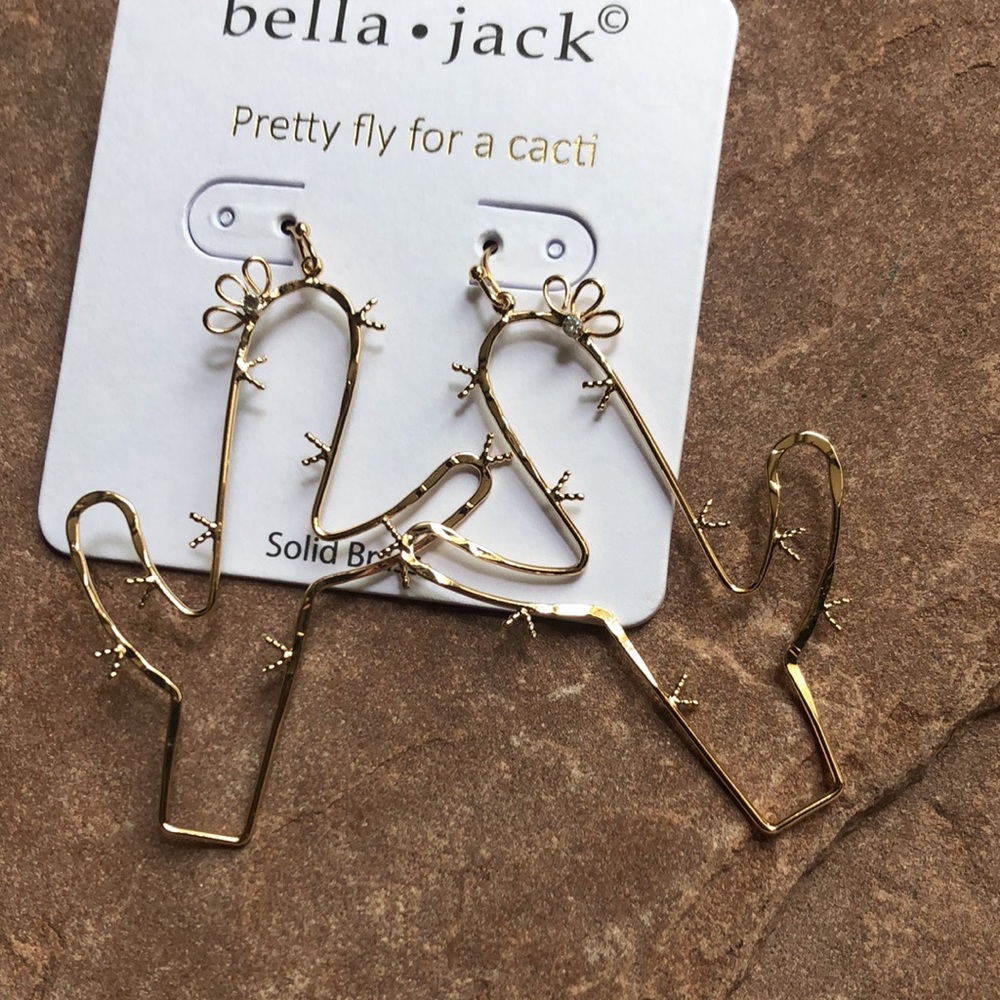Bella Jack Western Goldtone Cactus Earrings - Picture 7 of 10